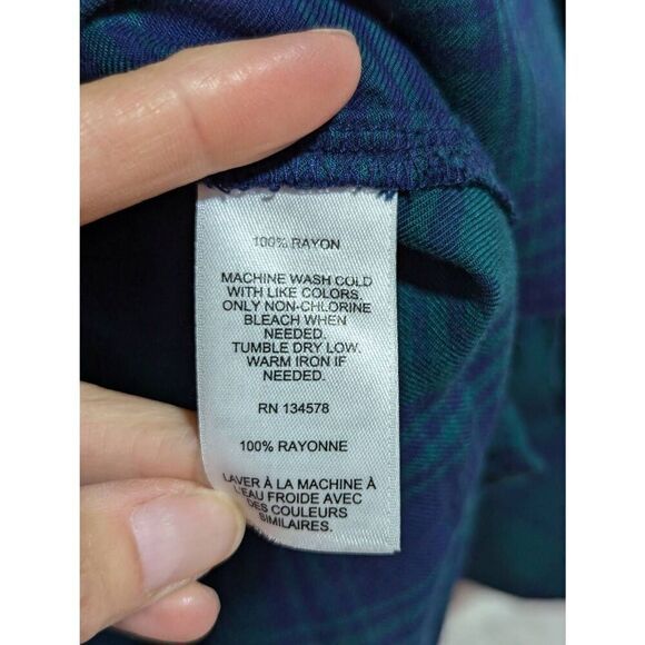Vineyard Vines Women's Blue & Green Plaid Long-Sleeve Button Down Shirt Size 6 N - Picture 6 of 7